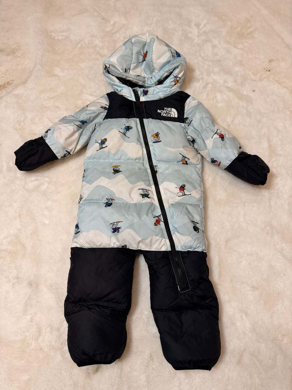 The North Face 1996 Retro Nuptse Graphic-Print Shell Bodysuit 18-24M Light Blue
